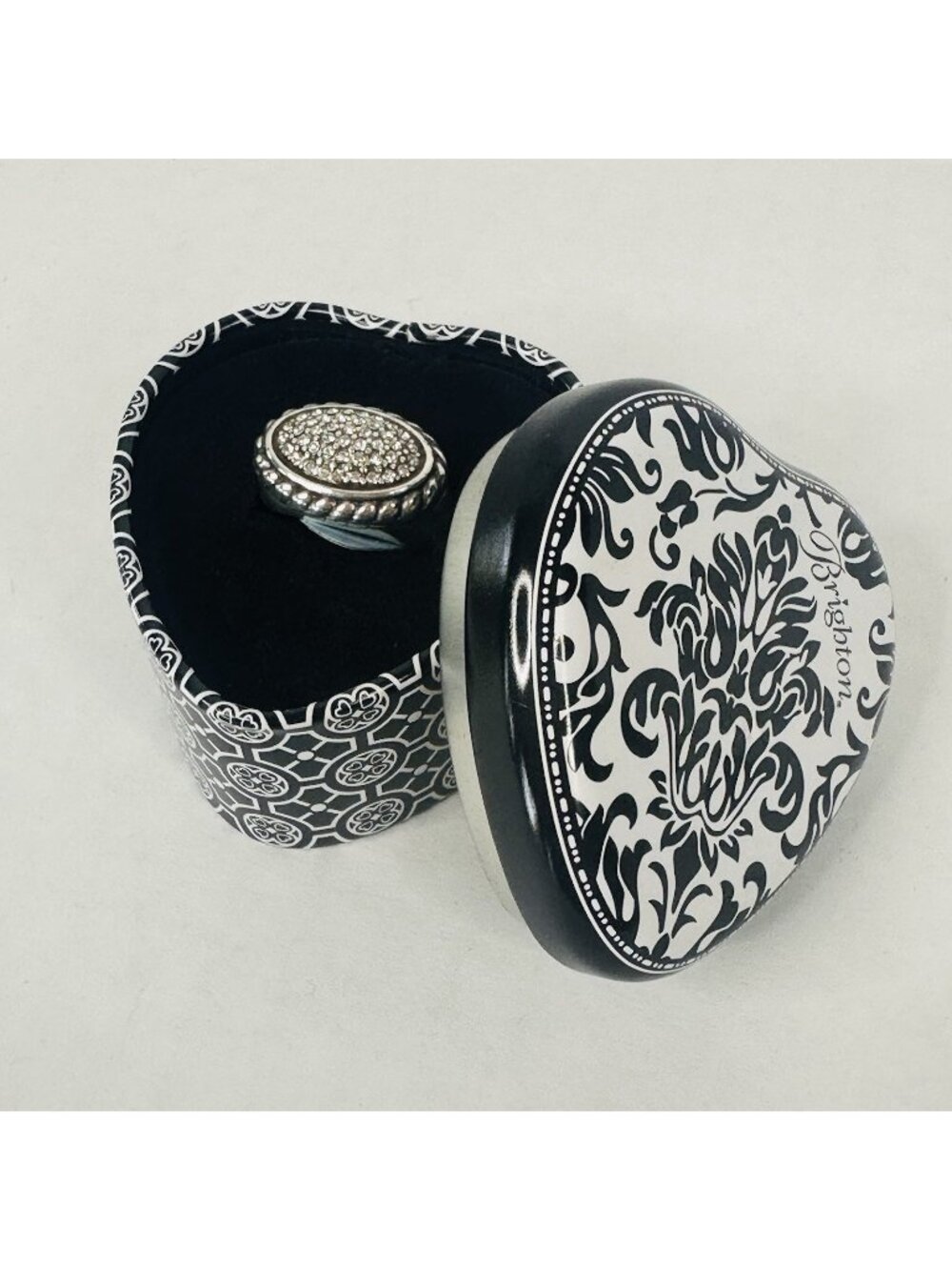 Brighton Oval Ring Pave Crystal Pure Silver Plate Sparkle New In Box w/Tag Sz 7